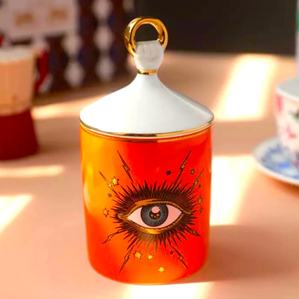 New! Orange Seeing Eye Storage Jar